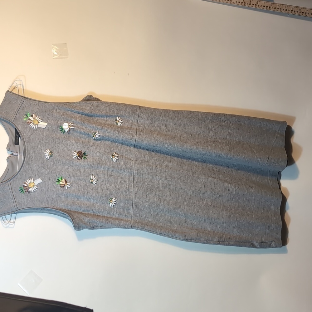 Excellent Condition Banana Republic Sleeveless Knit Pineapple Dress Gray Size 14 - Picture 14 of 16